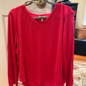 Kim Rogers Women’s V-Neck Long Sleeve Top - Red